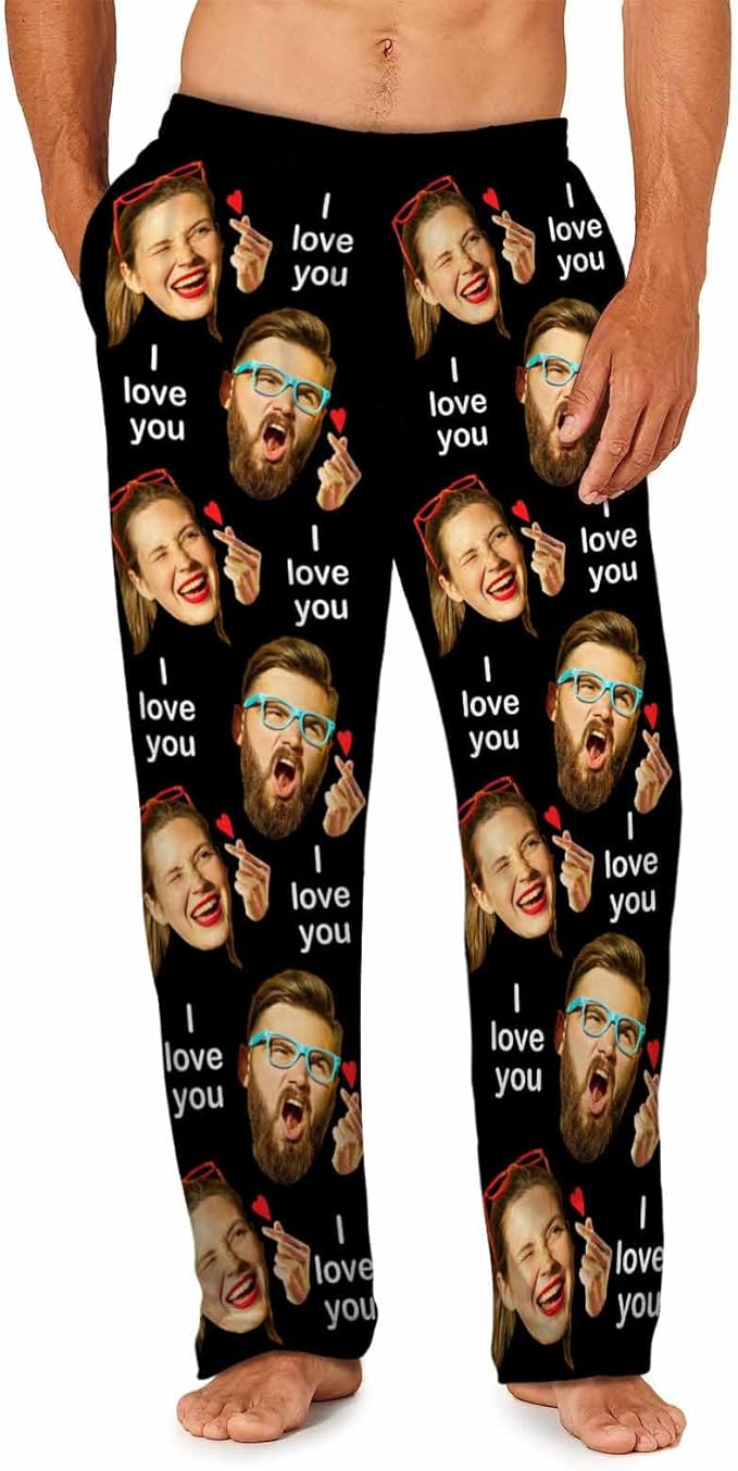 MyPupSocks Custom Pajama Pants for Pet Lover, Personalized Photo Face Printed Pajama Bottoms Sleepwear with Pockets
