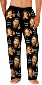 MyPupSocks Custom Pajama Pants for Pet Lover, Personalized Photo Face Printed Pajama Bottoms Sleepwear with Pockets