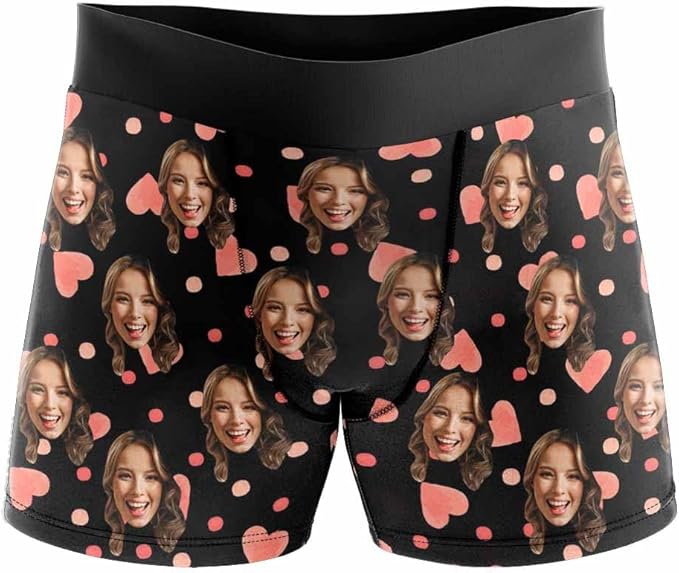 M YESCUSTOM Custom Faces Funny Short Briefs Gift for Husband Underwear