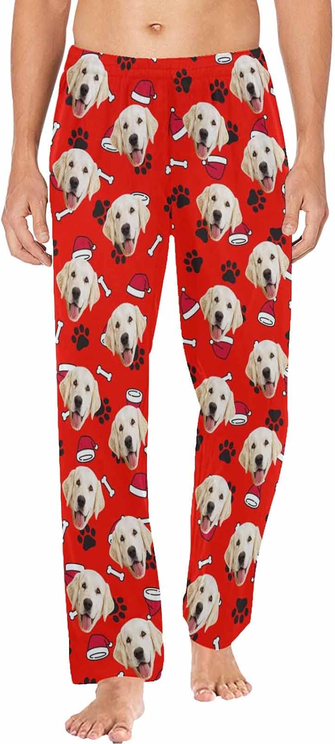 MyPupSocks Custom Pet Face Pajamas Pants Photo Pajama Bottoms for Men S-XXL