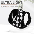 PUPTECK Soft Mesh Dog Harness and Leash Set Pet Puppy Cat Comfort Padded Vest No Pull Harnesses, Checkered Black&White, L