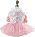Fashion Sweet Puppy Dog Blingbling Princess Skirt Pet Dog Lace Cake Camisole Tutu Dress K-Pink L