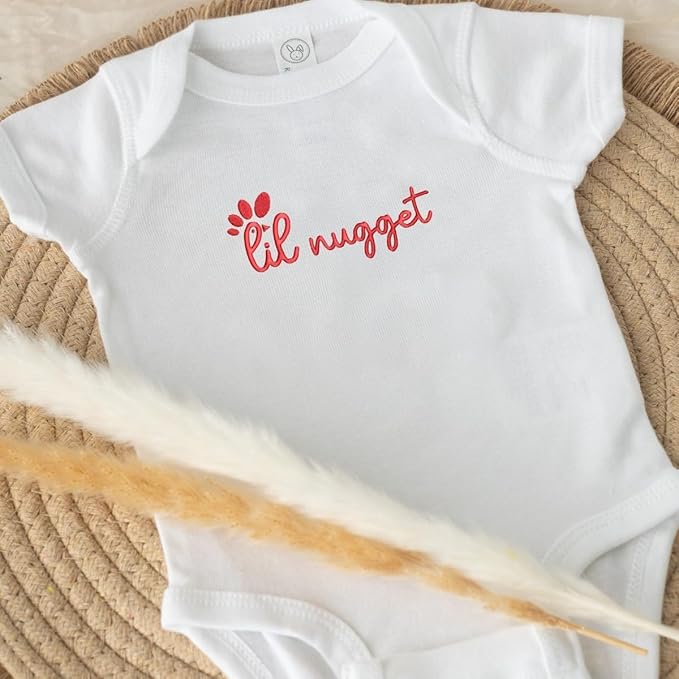 COUPLEHOODIES Personalized Baby Onesie Bodysuit – Custom Embroidery Gift for Pregnancy Reveal Baby Shower or First Grandchild