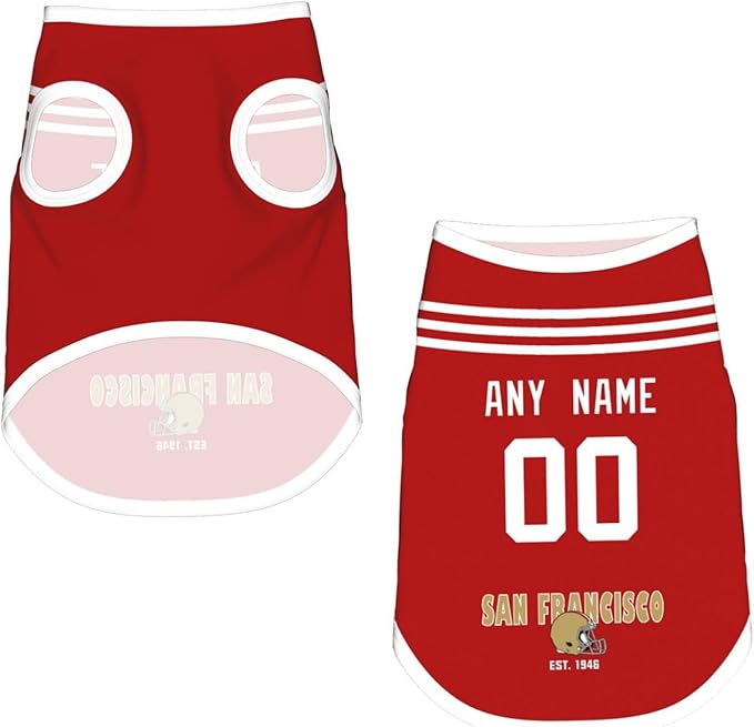 San Francisc0 Dog Clothes Jersey Pet Jersey Customized Any Name & Number S-5XL for Small Middle and Big Dogs