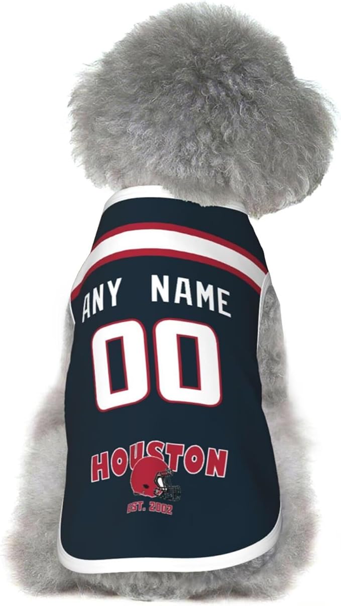Houston Dog Clothes Jersey Pet Jersey Customized Any Name & Number S-5XL for Small Middle and Big Dogs