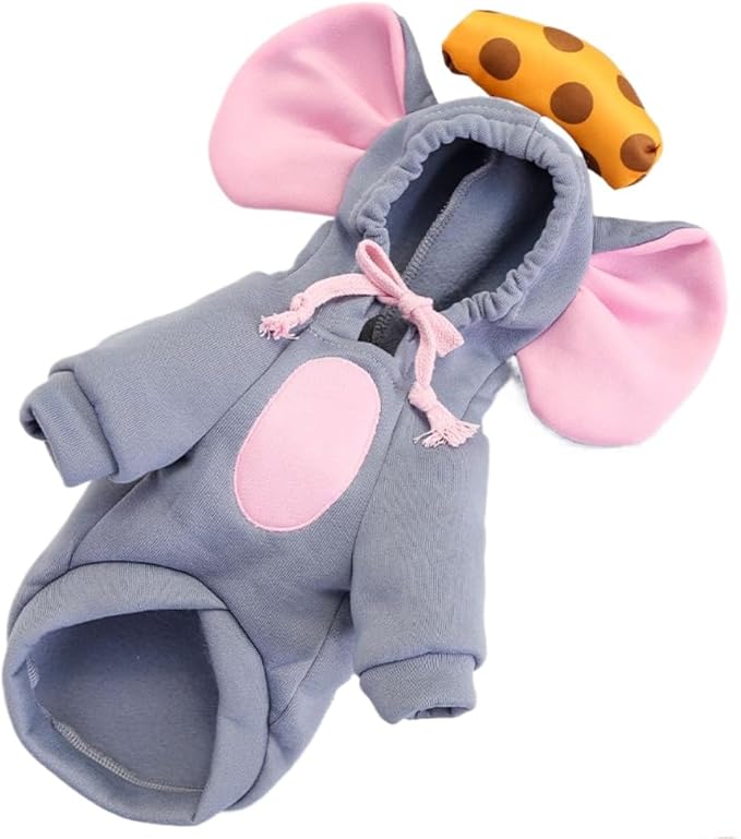 Dog Hoodies Cat Clothes Autumn Winter Sweatshirts Teddy Bulldog Bulldog Clothing Can Transform Into Frog Elk Mouse (Dark Gray Mouse,2XL)