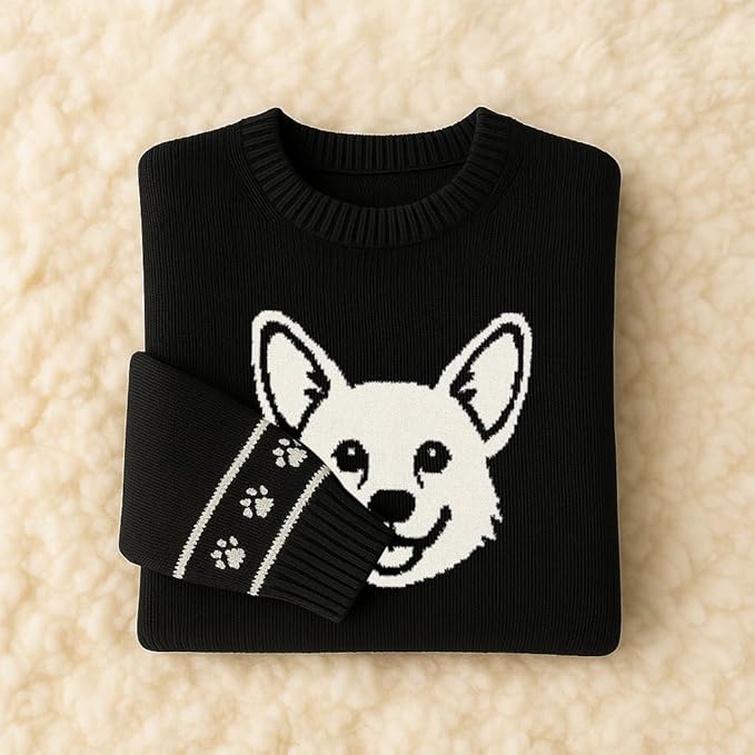 Custom Dog Knit Sweater for Women Personalized Pet Paw Print Pullover Dog Mom Gift Christmas for Pet Lovers