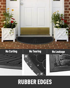 tchdio Door Mat Outdoor Indoor Entrance Doormat-Semicircular Durable Rubber Non Slip Front Door Mat for Outside Inside Entry Entryway Dirt Trapper WelcomeMat for Muddy Paws and Shoes-Black 24”x36”
