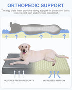 KSIIA XL Dog Bed for Crate Pad Waterproof Dog Bed with Removable Washable Cover, Egg Crate Foam and Non-Slip Bottom, 41x27 Inch, Dark Gray