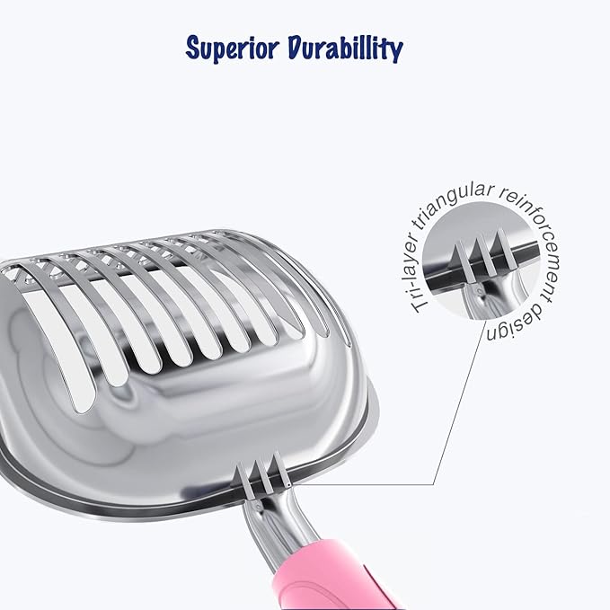 WePet Cat Litter Scoop, Aluminum Alloy Sifter, Kitty Metal Scooper, Deep Shovel, Long Handle, Poop Sifting, Kitten Pooper Lifter, Durable, Heavy Duty, for Litter Box