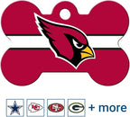 GoTags Personalized Arizona Cardinals Dog Tag, Brass Metal Bone Shape Pet ID Tag Engraved with Name and Custom Text, Every NFL Football Team Pet Apparel (Large)