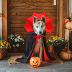 Halloween Large Dog Vampire Cloak Devil Cape Cosplay Apparel Party Costume - Red & Black Classic Pet Cape - Adjustable Neck & Chest Sizes - Medium & Large Dogs