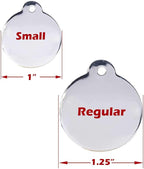 Engraved Pet Tag for Dogs and Cats - Personalized Front & Back up to 4 Lines of Text Custom Engraved ID, Round Paw Print Solid Plating Stainless Steel Rose Gold Regular