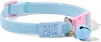 Elastic Cat Collar 2 Pack of Safety Quick Release Cat Collars with Bell Anti-Suffocation Kitten Puppy Collars(Pink+Blue)