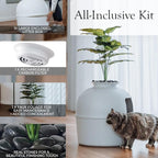 Secret Litter Box by Bundle & Bliss - Hidden Litter Box Enclosure, Patented Design with Odor Control, Includes Faux Plant, Carbon Filter and Real Stones