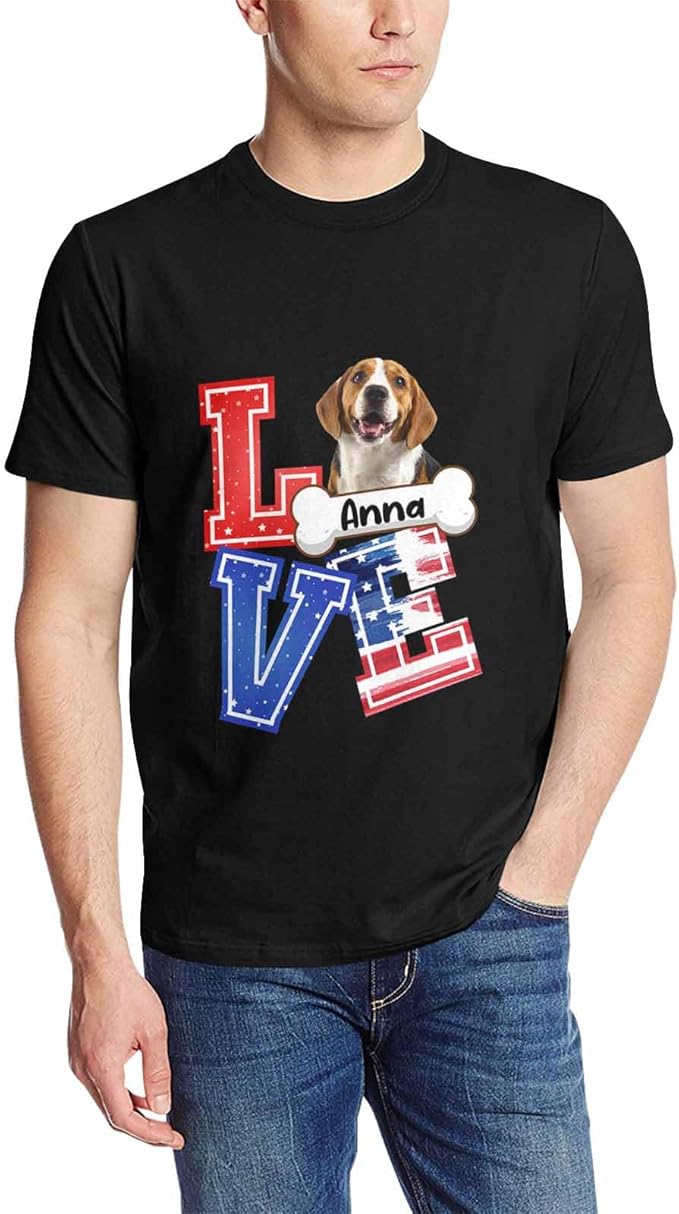 Custom T Shirts with Face Photo Text Pet Shirt for Men Personalized Picture Tee Shirt Design Your Own Dad Grandpa Shirt