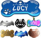 Stainless Steel Personalized Pet ID Tags, Art Design for Dog Tags, Cat Tags, Customized and Engraved on Both Sides of ID Tag, in Black, Silver, Blue, Gold, Rose Gold and Rainbow Color