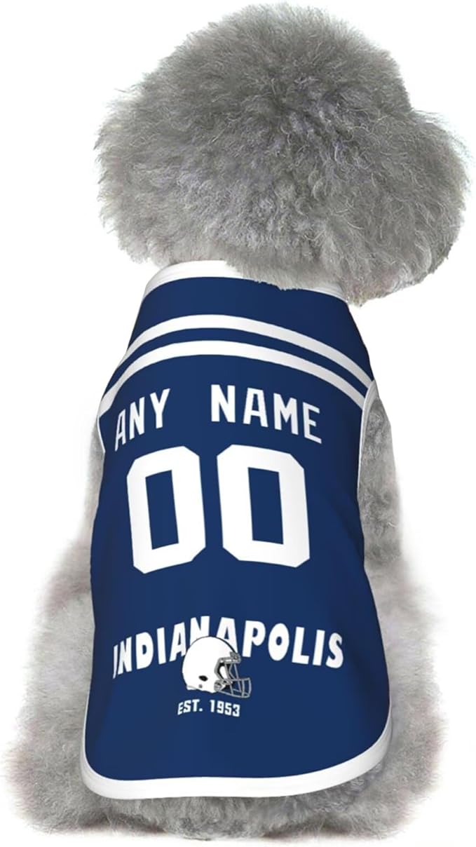 Indianapolis Dog Clothes Jersey Pet Jersey Customized Any Name & Number S-5XL for Small Middle and Big Dogs