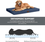 Outdoor Extra Large Dog Bed, Jumbo Waterproof Dog Bed for Large Dogs, Orthopedic Egg Crate Foam Pet Mat with Removable Oxford Cooling Cover, Navy