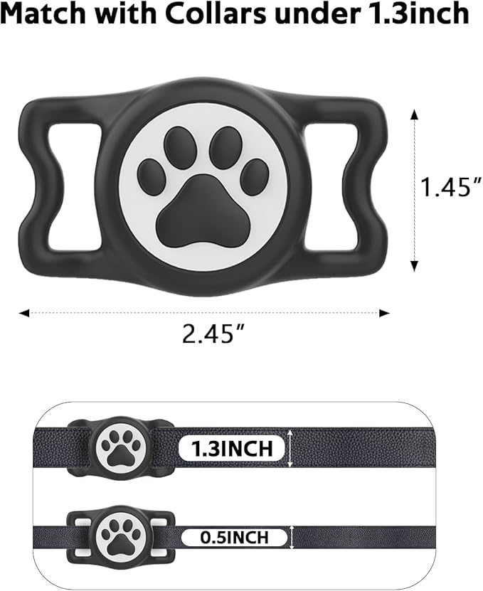Airtag Holder for Dog Collar, Waterproof Air Tag Holder Durable Lightweigt Silicone Covered Apple Airtag Holders for Dog Cat Collar