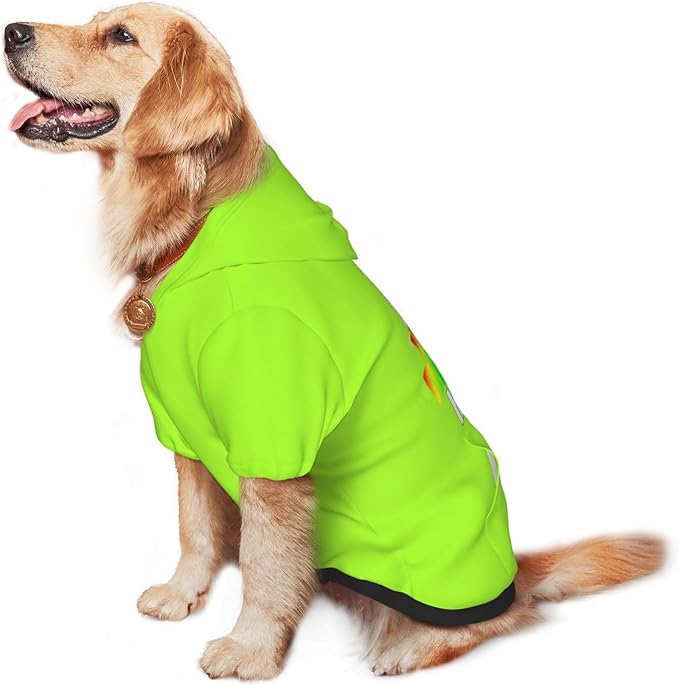 Personalized Pet Sweatshirt, Custom Dog Hooded with Pocket, Customize Hoodies for Dogs, Puppy, M, Green
