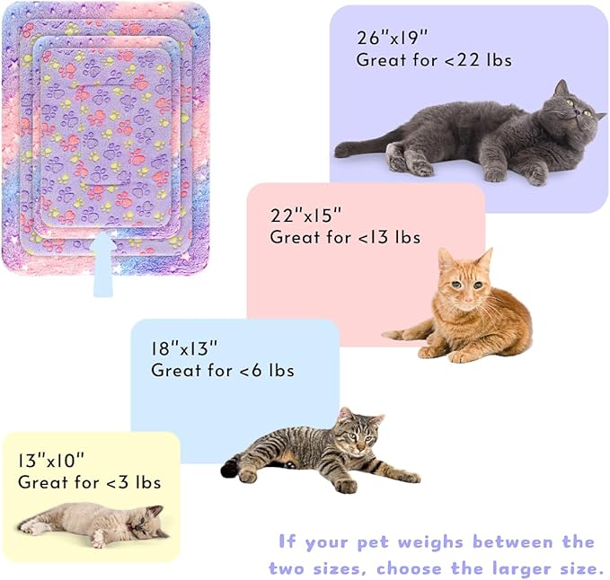 2 Pack Cat Blanket for Indoor Cat, Warm Calming Kitten & Puppy Beds for Anxiety and Stress, Washable Small Dog Mat for Crate, Fuzzy Pet Blankets