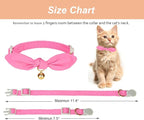 Bunny Ear Cat Collar with Bell and Bow Tie, Breakaway Cute Bowtie Kitten Collars(Hot Pink)