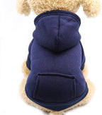 Jecikelon Winter Dog Hoodie Sweatshirts with Pockets Warm Dog Clothes for Small Dogs Chihuahua Coat Clothing Puppy Cat Custume (Navy, X-Large)