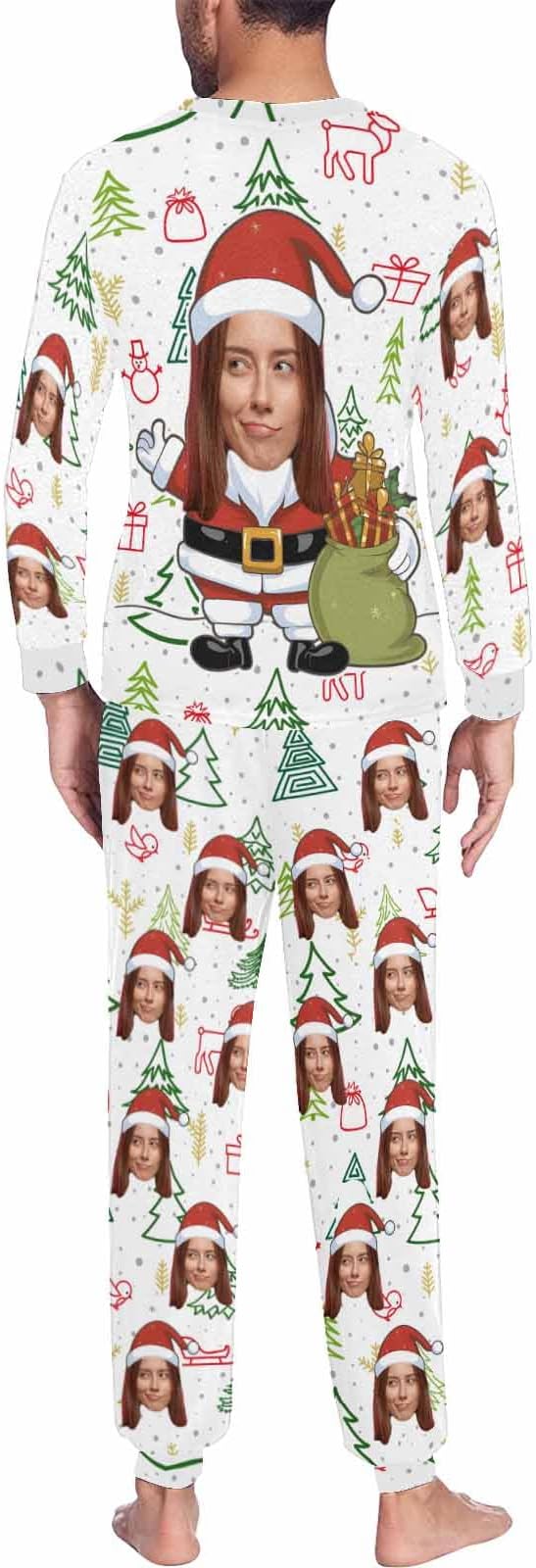 Artsadd Personalized Pajamas with Faces for Women Men Custom Christmas Pajamas Gifts for Family Couple, Funny Photo Pjs