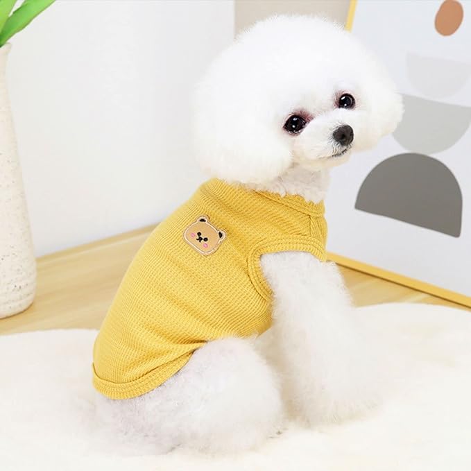 Cotton Dog & Cat T-Shirts - Soft, Breathable, Stretchy Sleeveless Vests for Medium & Small Dogs