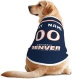 Denver Custom Pet Jersey Dog Clothes Jersey Various Sizes Customized Any Name & Number for Small & Middle and Big Dogs