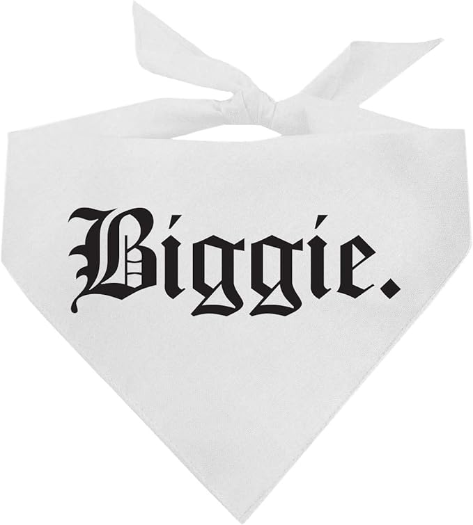 Biggie Matching 90's Hip Hop Dog Bandana (White, XS 403)