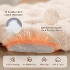 Self-Warming Cat Bed, Plush Faux Fur Pet Bed Mat with Anti-Slip Bottom, Ultra Soft Heated Pad for Cats & Kittens, Cozy Fluffy Bed for Window & Sills Couches, Machine Washable, 23x15 Inch White