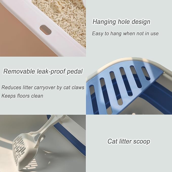 Collapsible Small Cat Litter Box for Kittens Open Potty Pan Travel Foldable Waterproof Shallow Anti-Splash Removable Semi-Enclosed Kitten Kitty Puppy Small Animals Senior Pet (Pink)