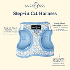 Lucy & Co. Simply Splendid Step-in Cat Harness & Leash Bundle – Reflective, Breathable & Adjustable Harness for Cats, Kittens & Small Dogs, Lightweight & Secure and Dual Leash Clips – Medium