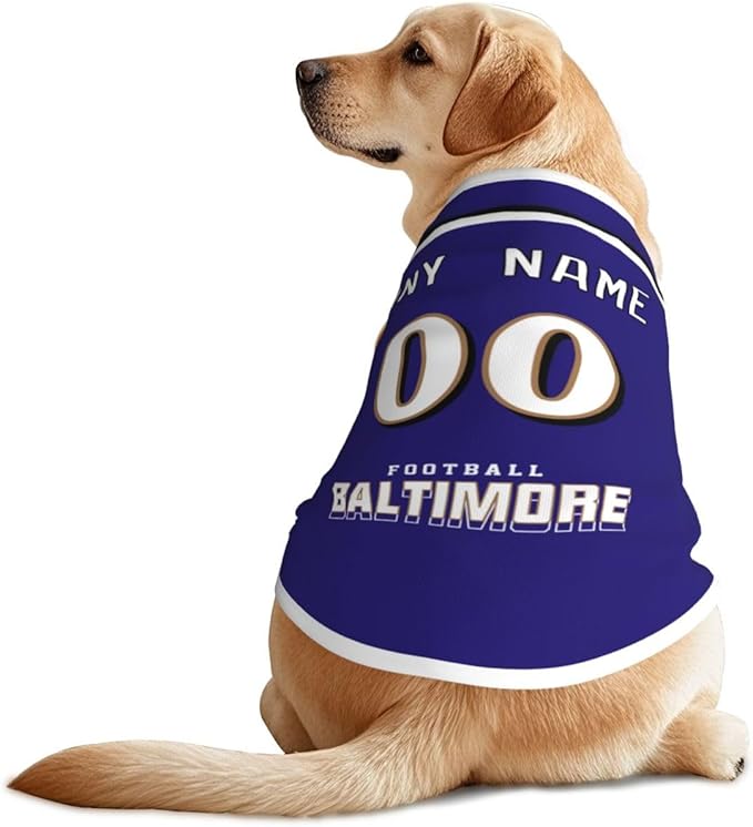 Baltimore Custom Pet Jersey Dog Clothes Jersey Various Sizes Customized Any Name & Number for Small & Middle and Big Dogs