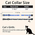 Cat Collar Breakaway, 2 Pack Cotton Cats Collars with Bells, Cute Planet Shaped for Girl Boy Kittens