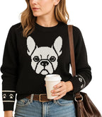 Custom Dog Knit Sweater for Women Personalized Pet Paw Print Pullover Dog Mom Gift Christmas for Pet Lovers