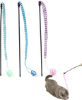 IUHKBH Cat Teaser Wand Toys 3 Pack - Soft Plush Rope with Jingle Bell Ball Tail, Interactive Kitten Play Toys for Indoor Cats, Safe Handmade Exerciser Toys for Fun & Bonding