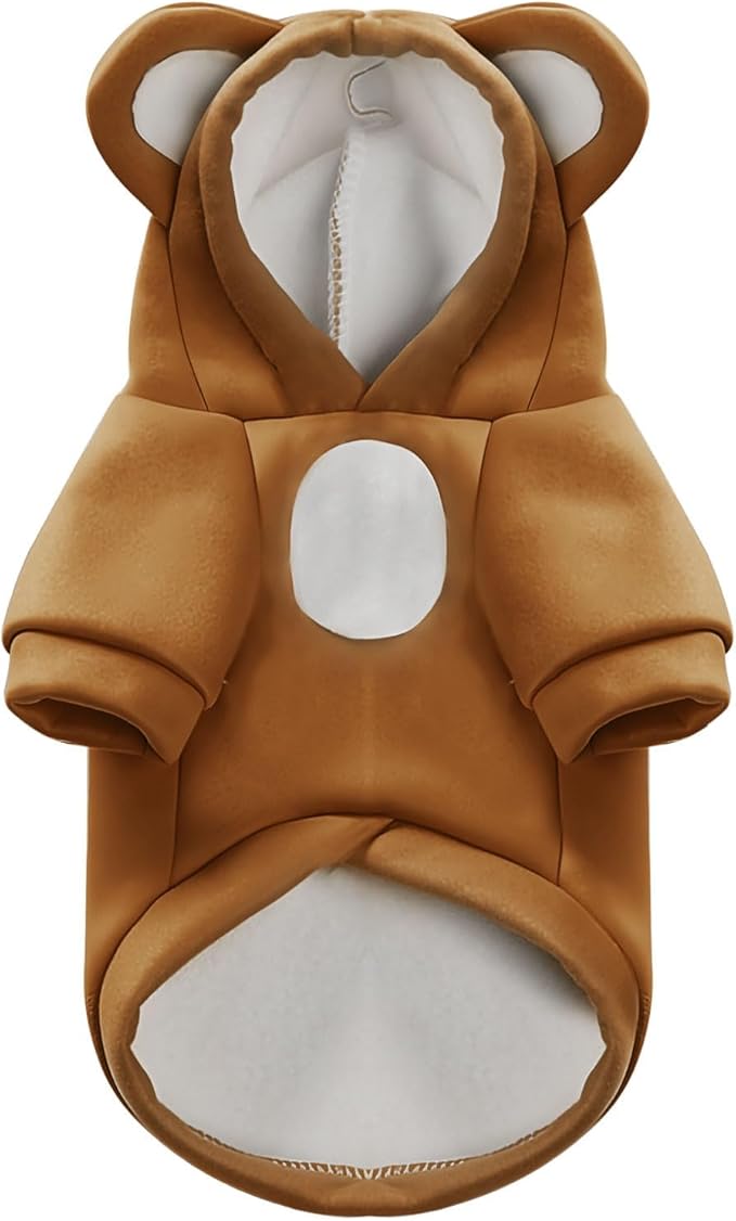Small Dog Hoodie Soft Warm Fleece Fall Winter Dog Clothes Cute Puppy Sweaters Cat Coat Funny Blank Pullover Doggy Hooded Sweatshirts for Small Dogs Chihuahua Costumes Kitten Outfits(Brown,S)