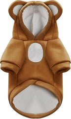 Small Dog Hoodie Soft Warm Fleece Fall Winter Dog Clothes Cute Puppy Sweaters Cat Coat Funny Blank Pullover Doggy Hooded Sweatshirts for Small Dogs Chihuahua Costumes Kitten Outfits(Brown,XS)