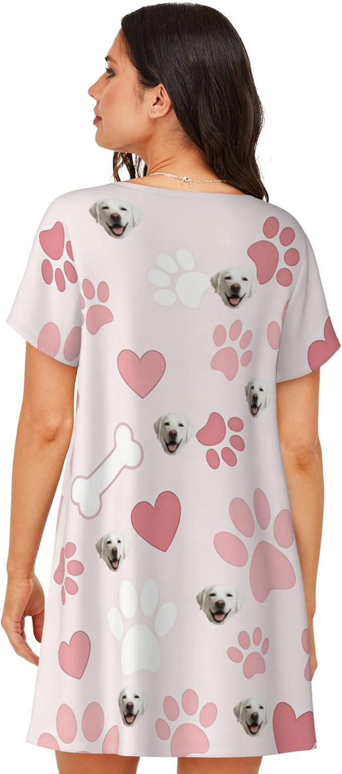Personalized Matching Dog and Owner Clothes Separately Sold, Custom Face Nightgown for Women Dogs