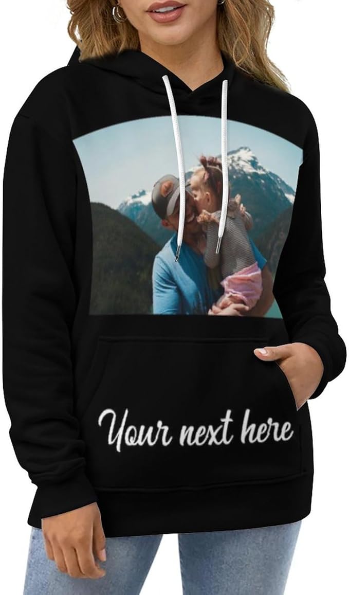 Artsadd Custom Face Unisex athletic Pockets Sweatshirt Loose Hoodie Custom Christmas Long Sleeve Sweatshirt Hooded Pullover
