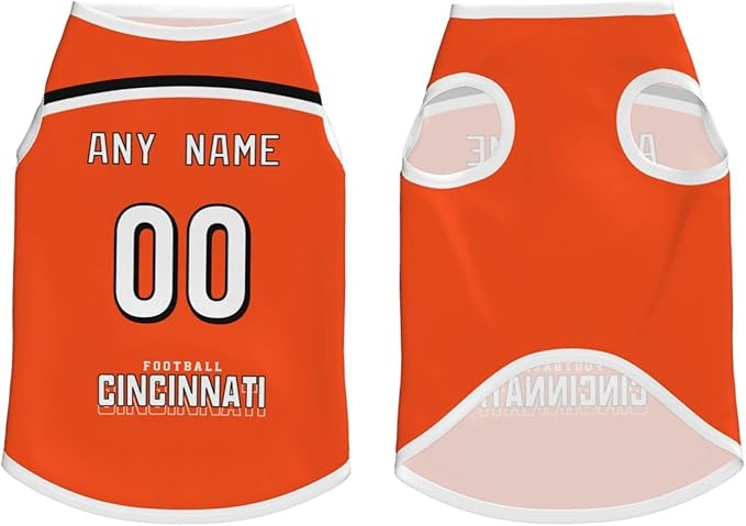 Cincinnati Custom Pet Jersey Dog Clothes Various Sizes Customized Any Name & Number for Small Middle and Big Dogs