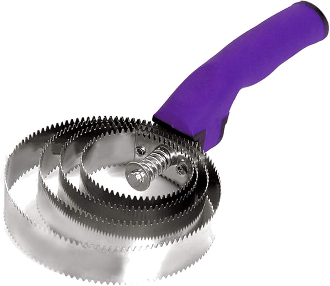 Reversible Stainless Steel Curry Comb with Soft Touch Grip (Purple)