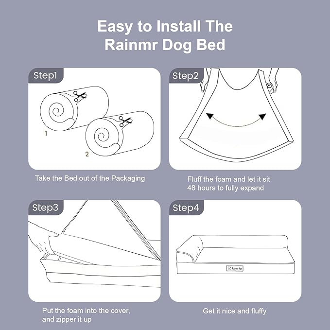 Orthopedic Dog Beds for Large Dogs, Memory Foam Dog Beds Large Sized Dogs, Washable Removable Cover, Nonskid Bottom, Waterproof, for Indoor, Outdoor, Crate ＆ Car Use, 41x27x6 Inches, Dark Grey