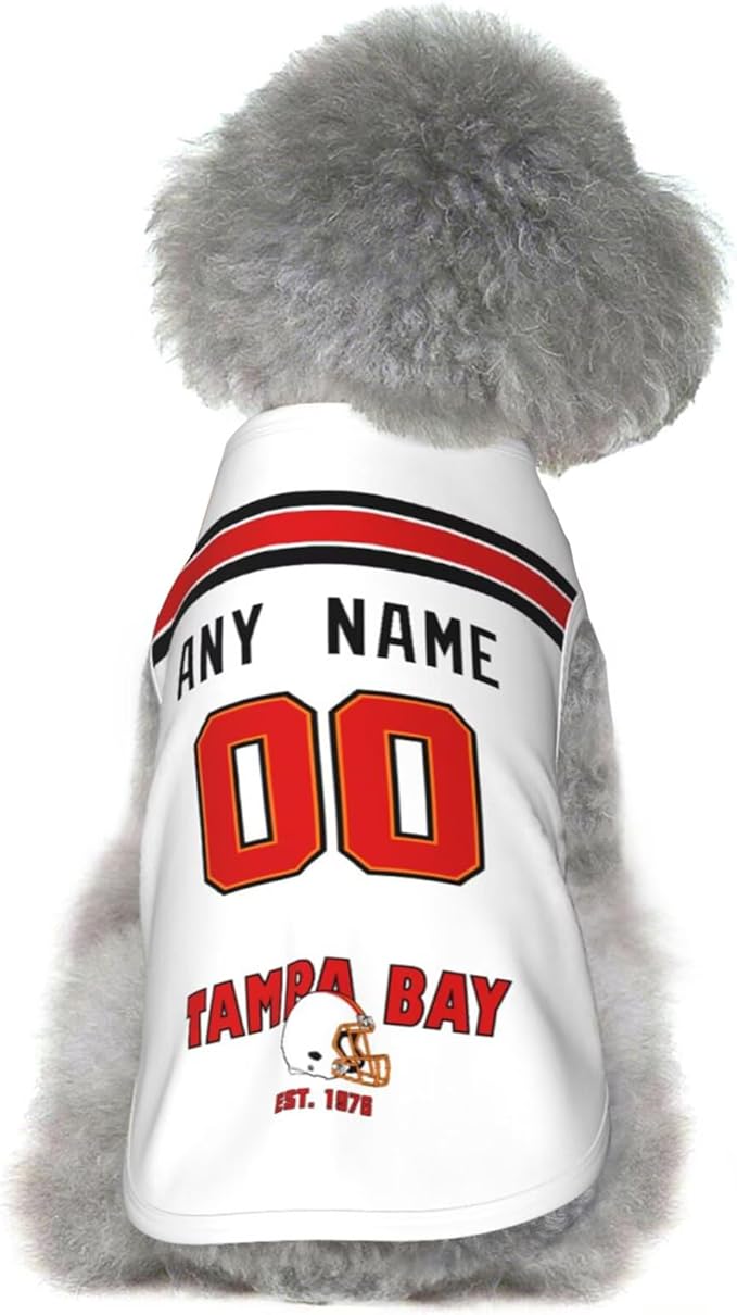 Tampa Dog Clothes Jersey Pet Jersey Customized Any Name & Number S-5XL for Small Middle and Big Dogs