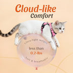 Dooradar Cat Harness and Leash Set, Escape Proof Safe Adjustable Kitten Vest Harnesses for Walking, Easy Control Soft Breathable Mesh Jacket with Reflective Strips for Cats, Pink, XS