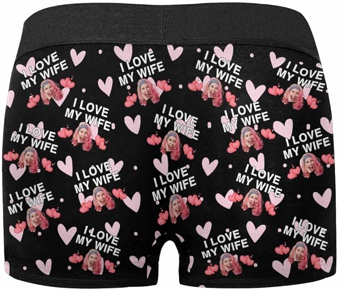 M YESCUSTOM Custom Faces Funny Short Briefs Gift for Husband Underwear