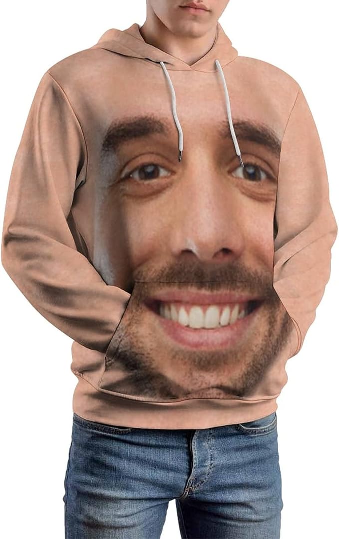 Artsadd Custom Face Unisex athletic Pockets Sweatshirt Loose Hoodie Custom Christmas Long Sleeve Sweatshirt Hooded Pullover